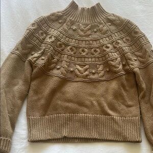 Banana Republic Women's Tan Sweater with Intricate Knit Design